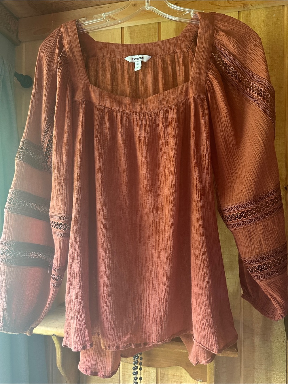 Size sm Express Rust Orange Peasant Tunic Blouse 8261.5